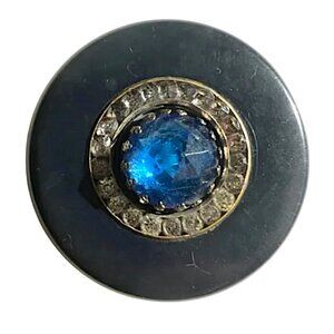 BAKELITE Vintage 1920's Art Deco Dress / Scarf Clip w/ Large Blue Rhinestone